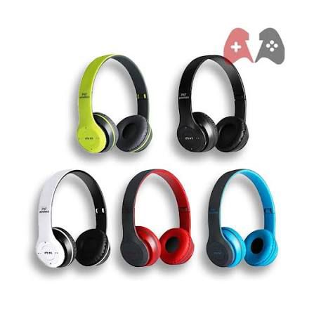 P47 Foldable Wireless Headphones (Red/Black) - Stereo Bass, TF Card MP3 Player, Built-in Mic