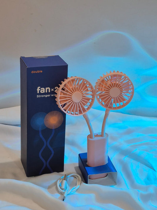 'Fan ×2' Double Head Portable USB Mini Fan - Stronger Wind