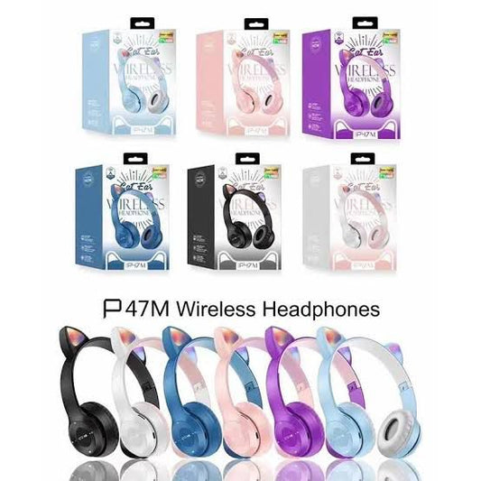 P47M LED Cat Ear Wireless Headphones - Multiple Colors, Gift for Kids/Girls/Gaming