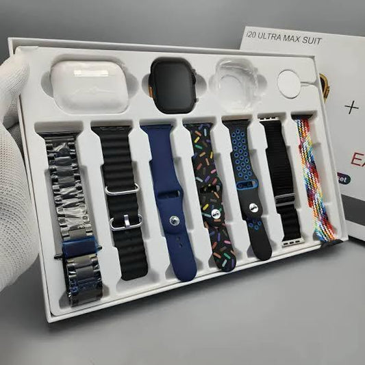 i20 Ultra Max Suit - 10 in 1 Smartwatch & Earbuds Combo Pack