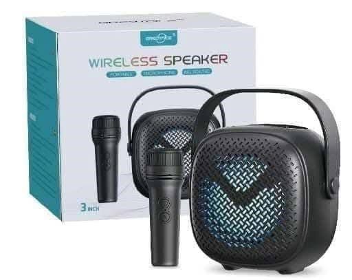 Gredtmice Portable Karaoke Bluetooth Speaker with Wireless Mic & RGB Lights
