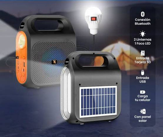 KTS-1837 Solar Powered Portable Speaker with Power Bank & 3-Light System