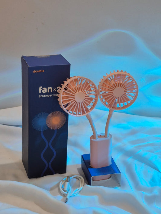 'Fan ×2' Double Head Portable USB Mini Fan - Stronger Wind