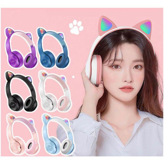 P47M LED Cat Ear Wireless Headphones - Multiple Colors, Gift for Kids/Girls/Gaming