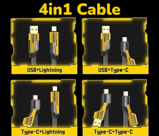 Universal 4-in-1 High-Speed Charging Cable (USB, Type-C, Lightning)