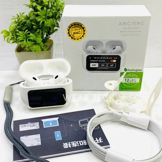 ANC/ENC Double-Dual Noise Reduction Wireless Bluetooth Earbuds with Heart Rate Monitor (Black)